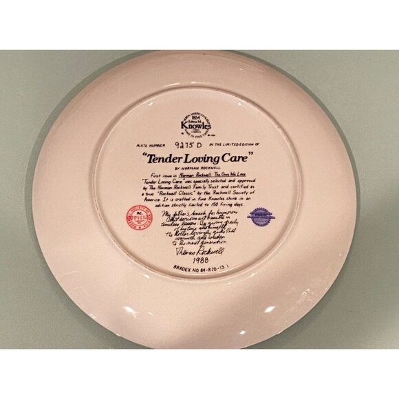 Norman Rockwell Ones We Love 1988 Knowles Collectors Plate Tender Loving Care - Picture 3 of 3